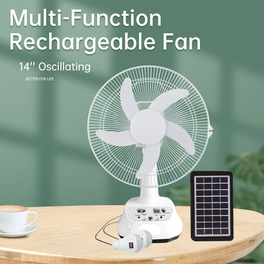 14‘’ rechargeable solar fan kit with panel