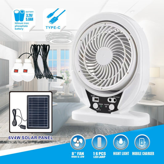 8'' rechargeable solar table fan